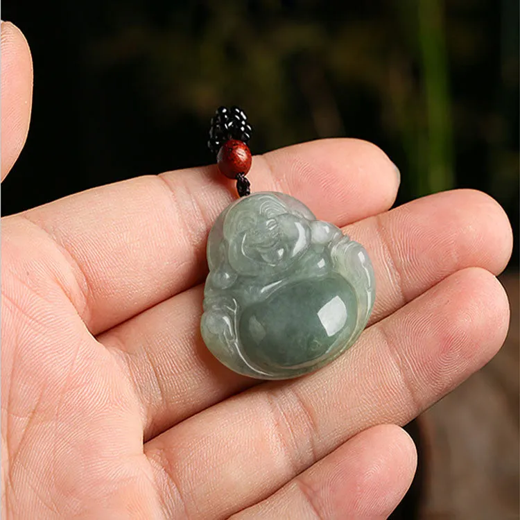 Jade Laughing Buddha Necklace