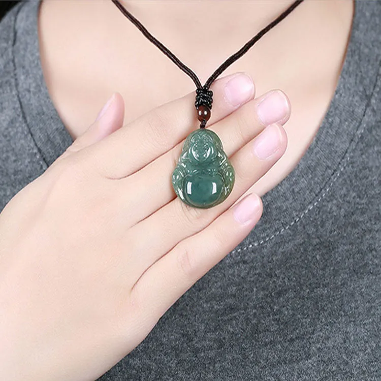 Jade Laughing Buddha Necklace