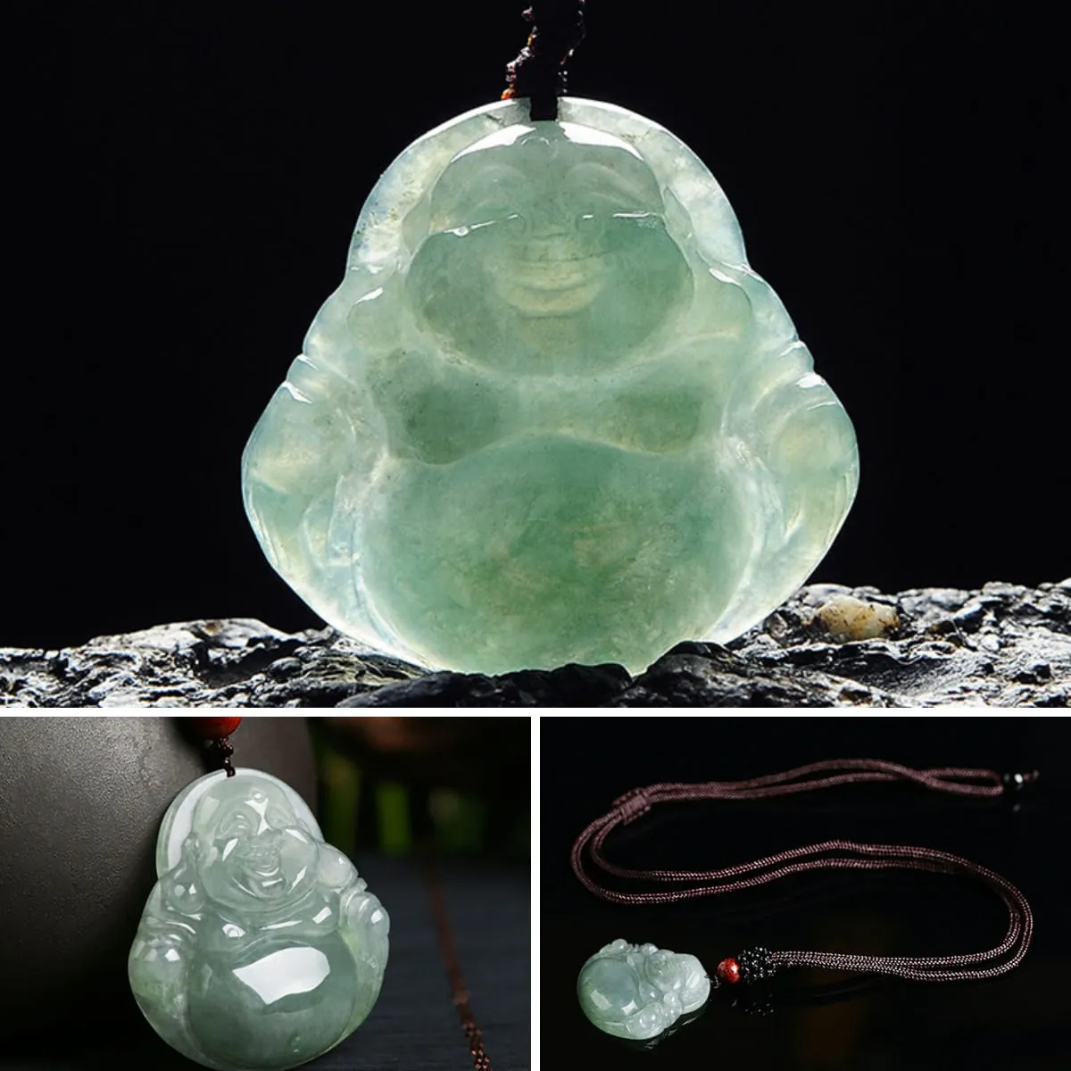 Jade Laughing Buddha Necklace