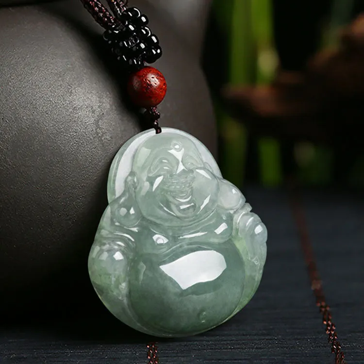 Jade Laughing Buddha Necklace
