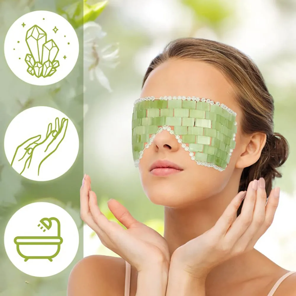 JadeGlow Eye Mask: Reusable 100% Natural Green Stone for Hot & Cold Anti-Aging Therapy