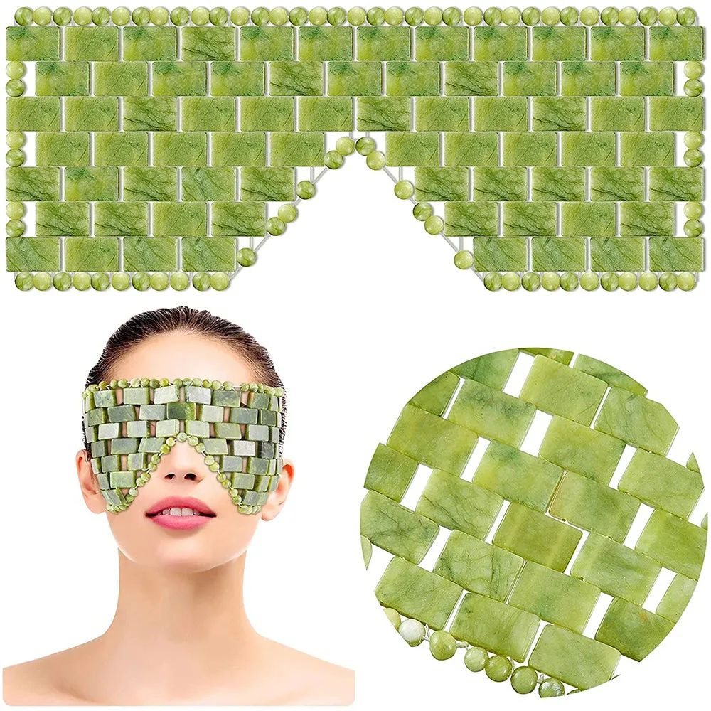 JadeGlow Eye Mask: Reusable 100% Natural Green Stone for Hot & Cold Anti-Aging Therapy
