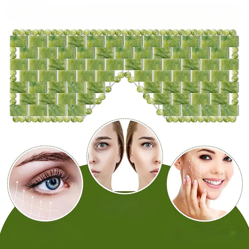 JadeGlow Eye Mask: Reusable 100% Natural Green Stone for Hot & Cold Anti-Aging Therapy