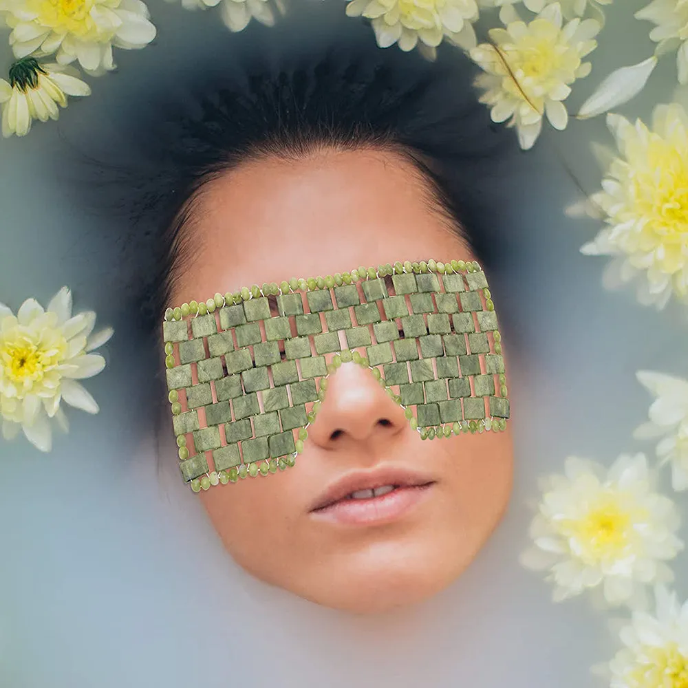 JadeGlow Eye Mask: Reusable 100% Natural Green Stone for Hot & Cold Anti-Aging Therapy