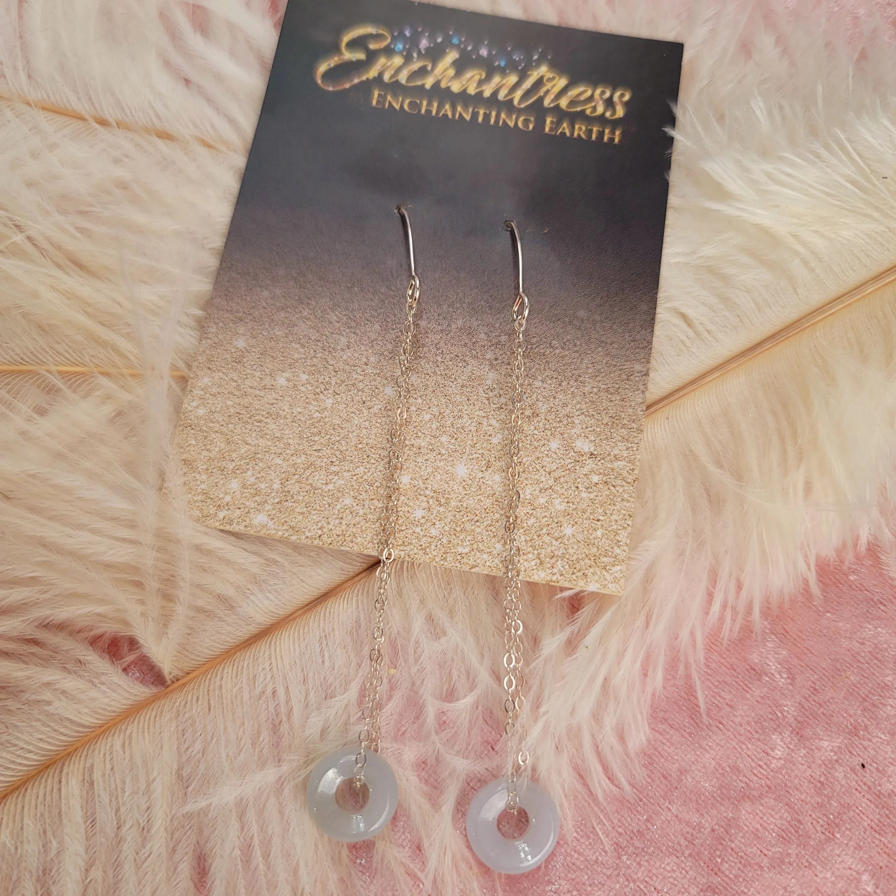 Jadeite Dangle Disc Earrings 925 Sliver for Good Luck and Prosperity
