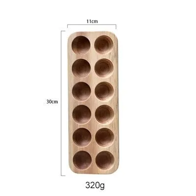 Japanese style Wooden Double Row Egg Storage Box Home Organizer Rack Eggs Refrigerator Holder Kitchen Fresh Keeping Accessories