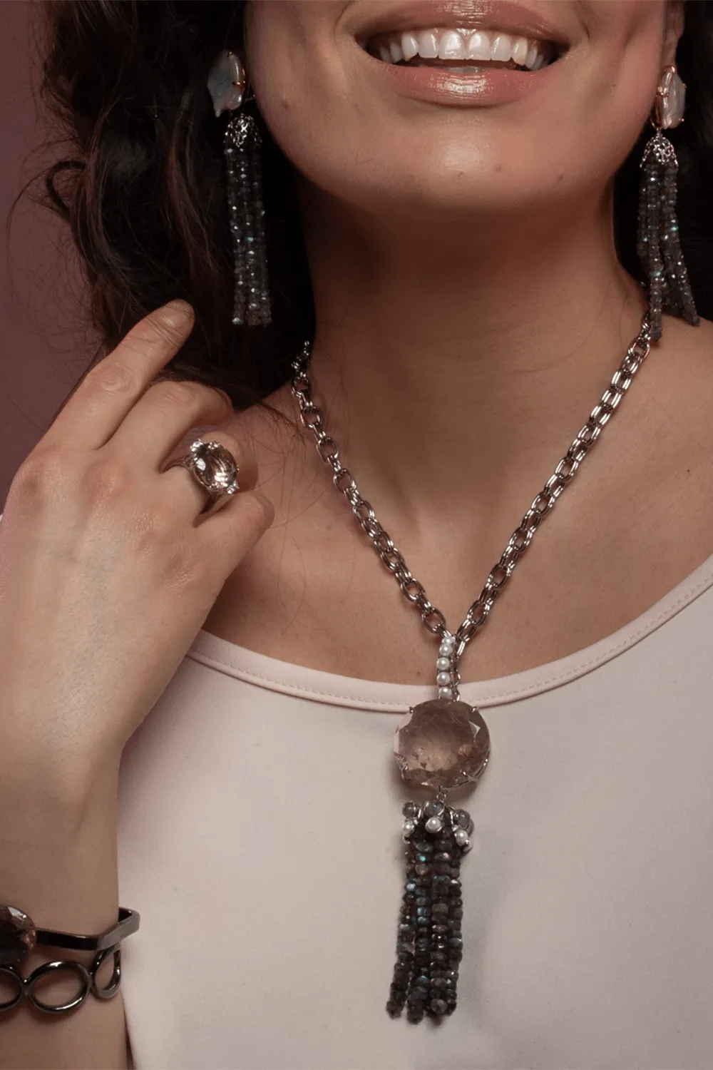 Labradorite Quartz Cora Necklace