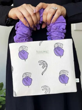Lavender Dot Scrunchie Tote Bag in Organic Cotton