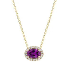 LaViano Fashion 14K Yellow Gold Purple Garnet and Diamond Necklace