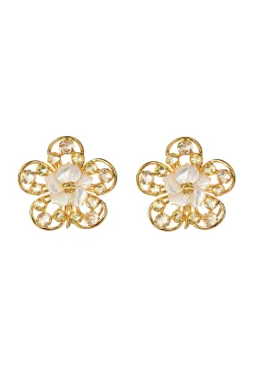 Lemon Quartz Flower Earrings