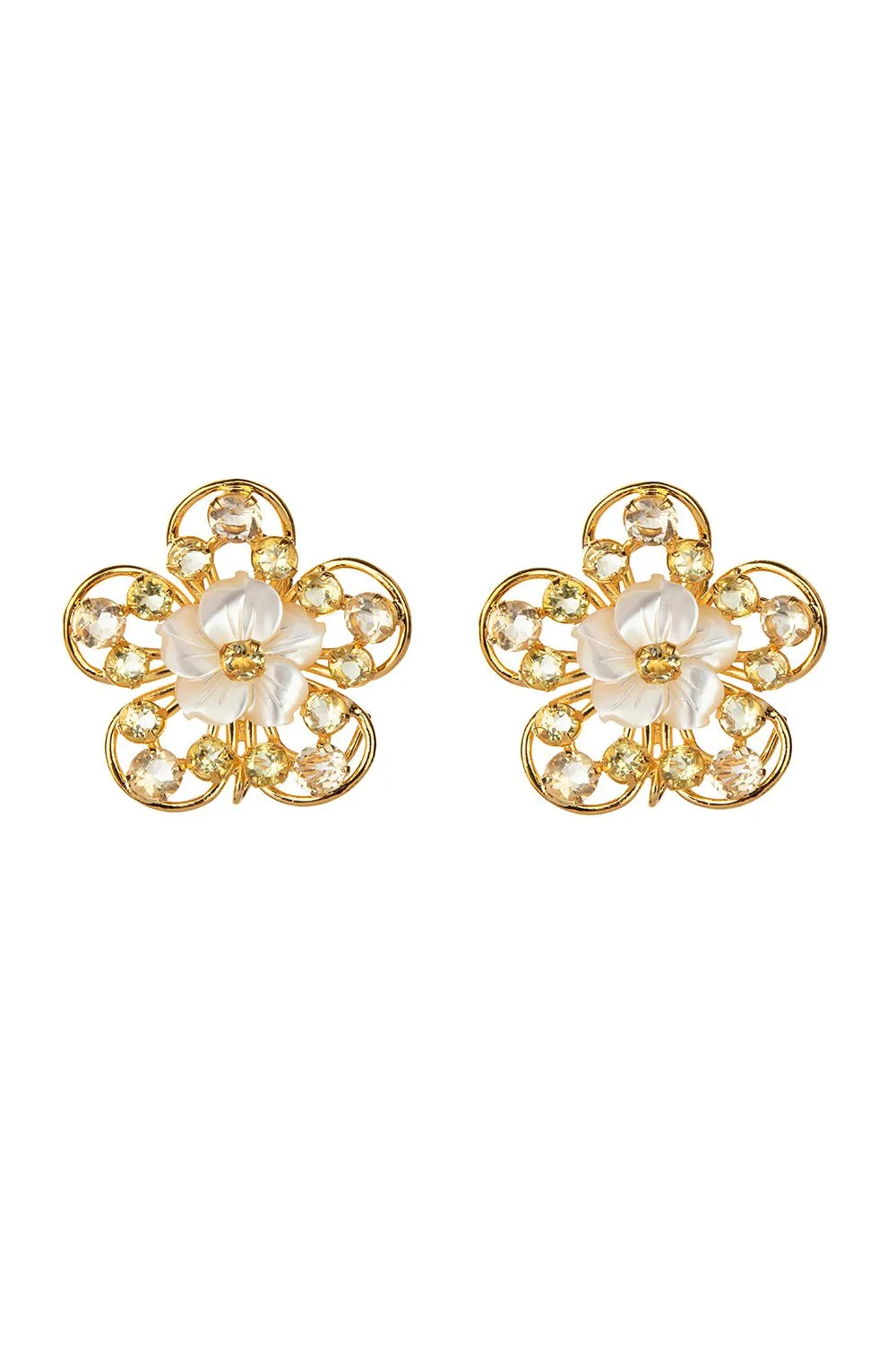 Lemon Quartz Flower Earrings
