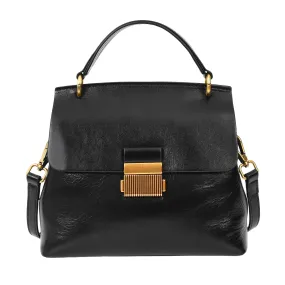 Lucena Women's Small Real Leather Shoulder Handbag Black
