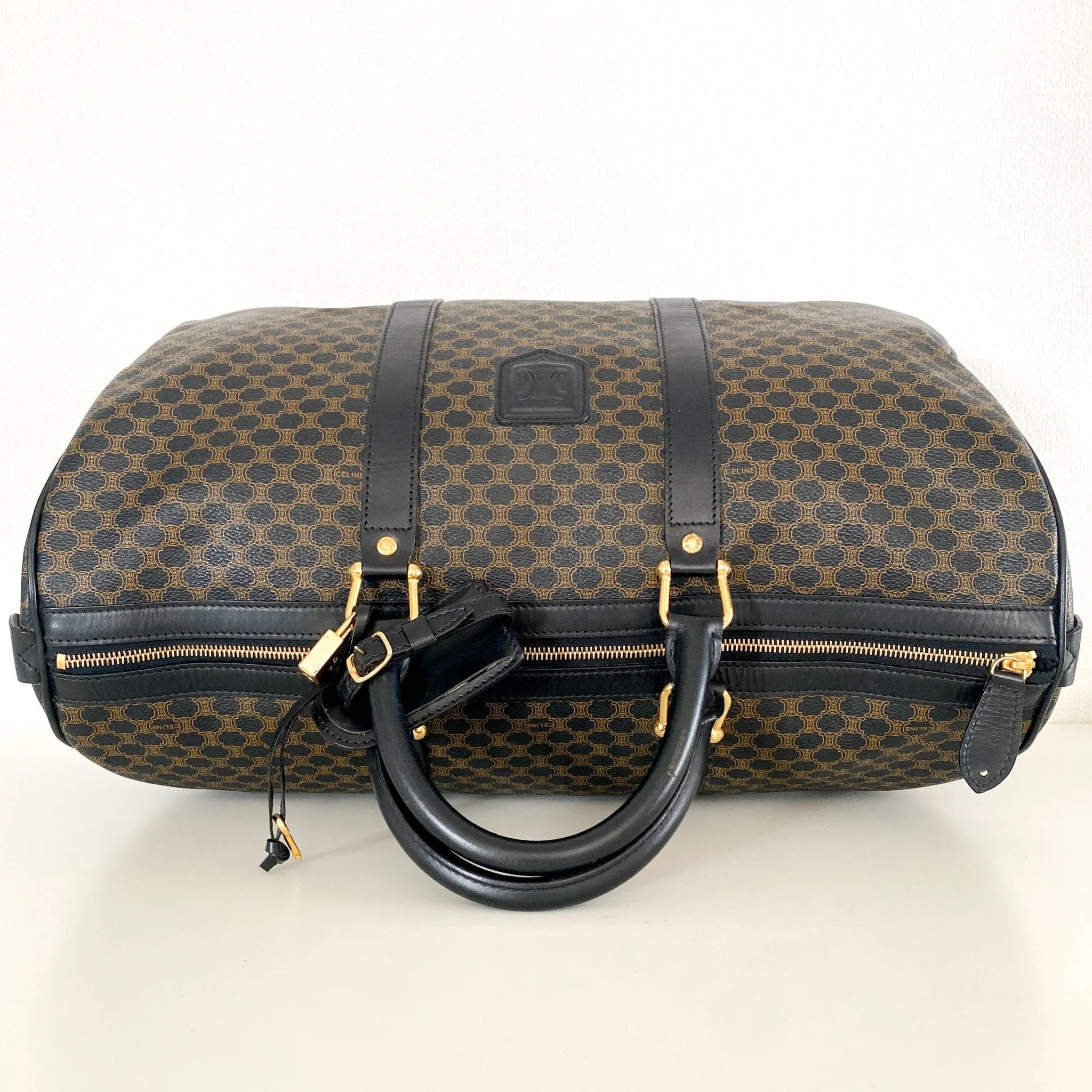 Macadam Triomphe Black Canvas Boston Travel Bag