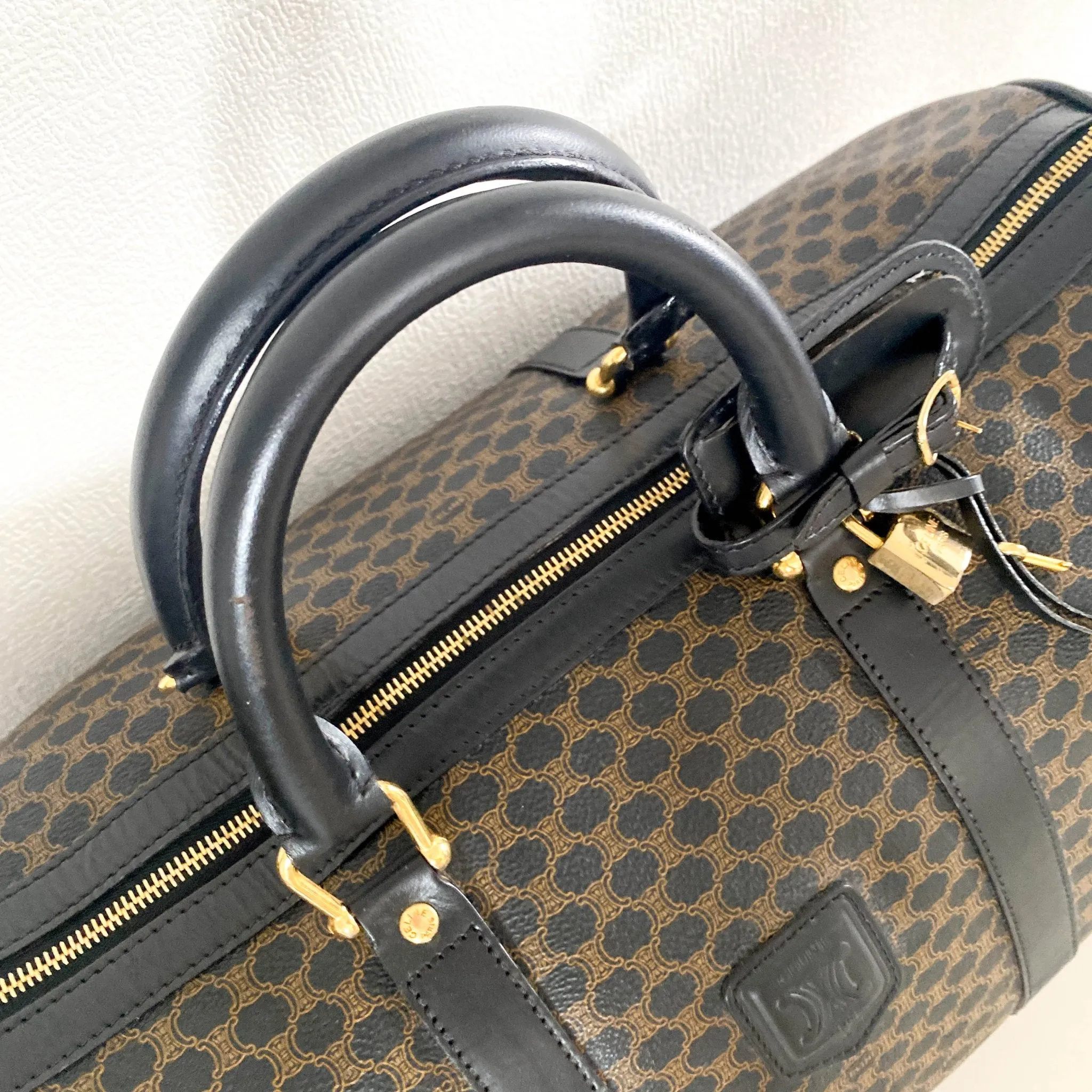 Macadam Triomphe Black Canvas Boston Travel Bag