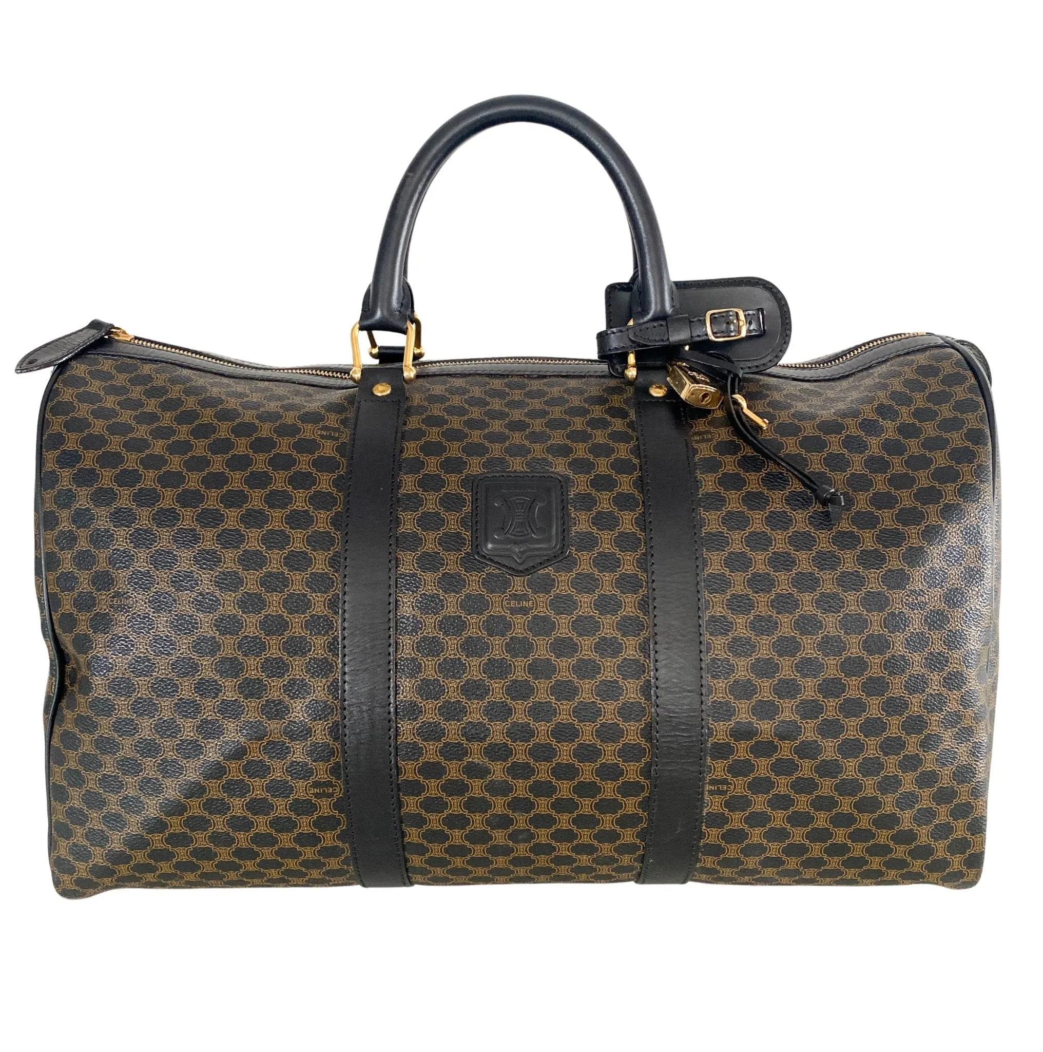 Macadam Triomphe Black Canvas Boston Travel Bag