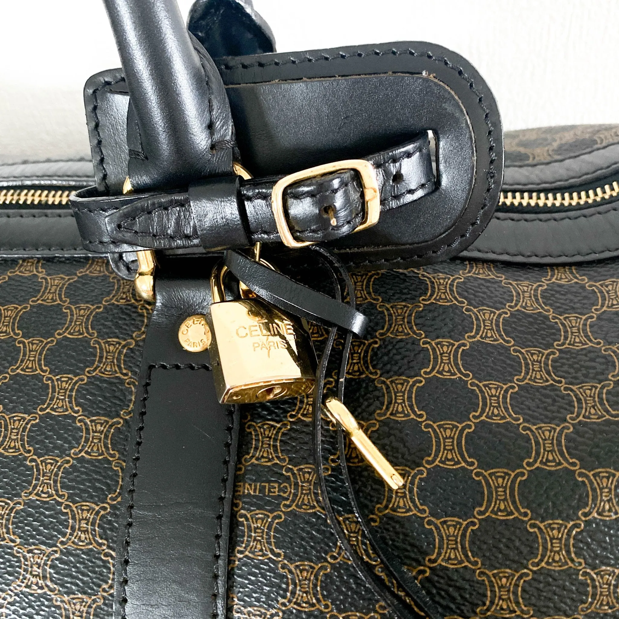 Macadam Triomphe Black Canvas Boston Travel Bag