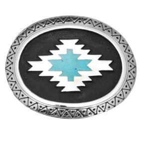 Made in the USA - Aztec Belt Buckle with Turquoise Inlay