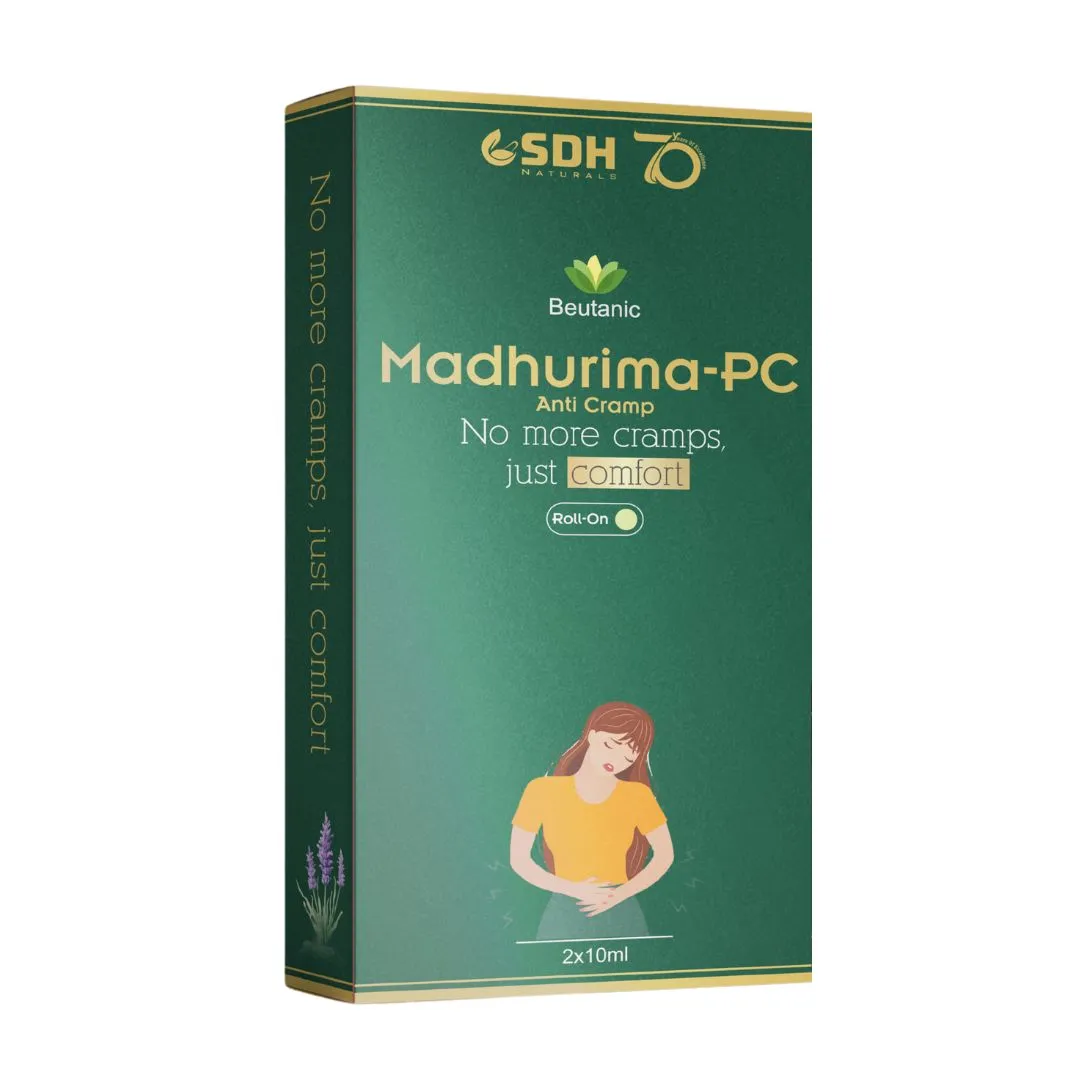 Madhurima-PC Safe Relief from Period Pain Relief Roll-On | Menstrual Cramp Natural Herbal Formula | 10ml | Pack of 2