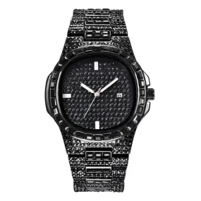 Male Big Brand Watches Fashion Alloy Band Hip Hop Diamond Golden