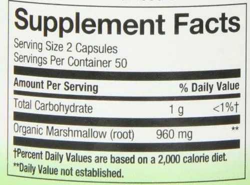Marshmallow Root 480 Mg 100 Capsules Pack Of 2