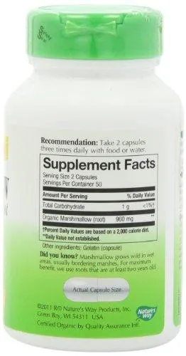 Marshmallow Root 480 Mg 100 Capsules Pack Of 2