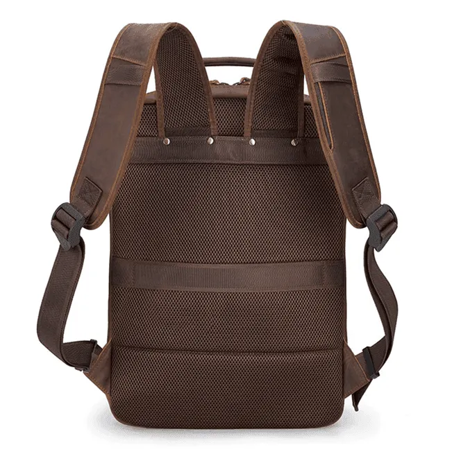 Mens Leather Multifunctional Backpack Large Capacity