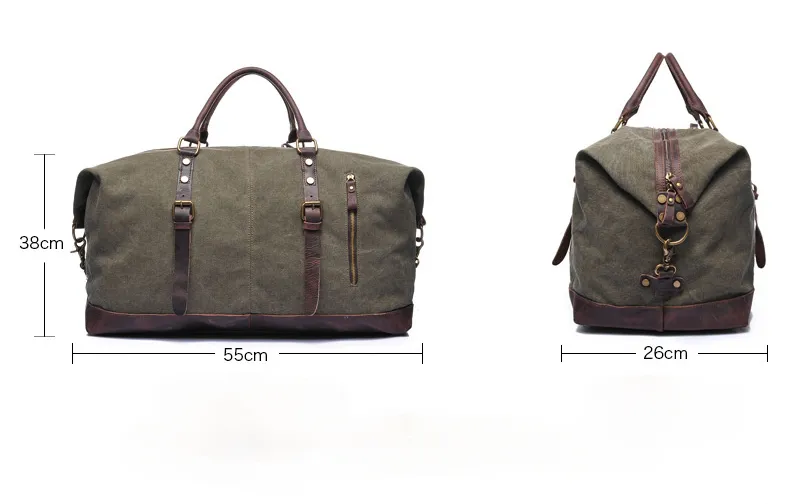 Men's Travel Canvas Leather Duffle Bag D-2077