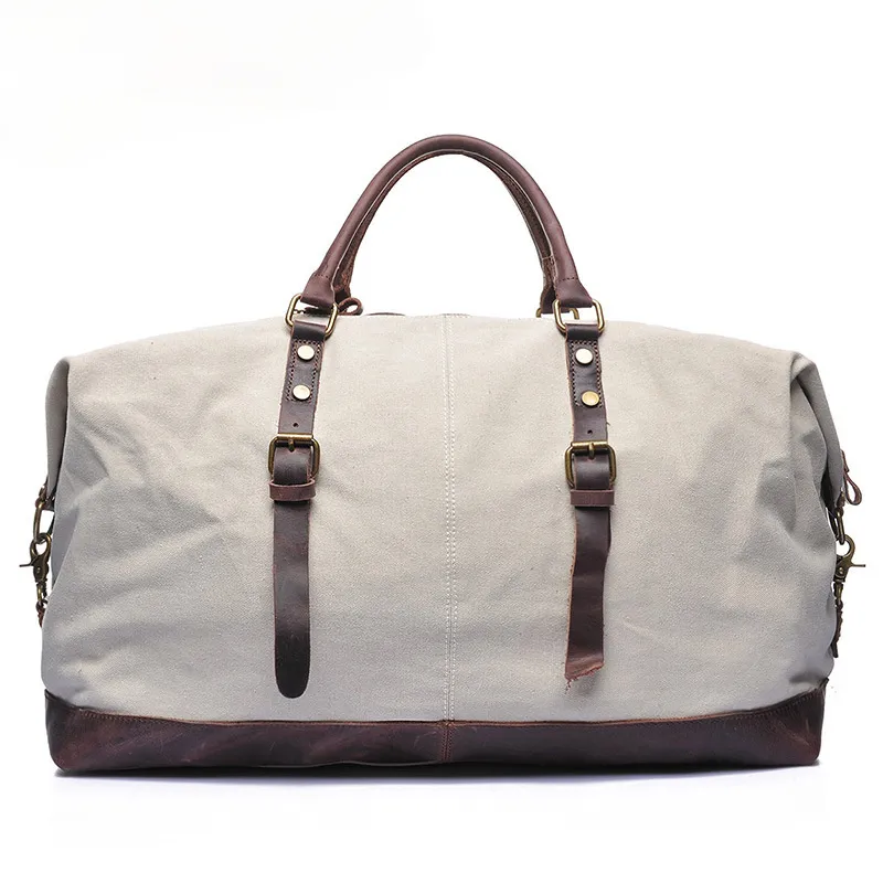 Men's Travel Canvas Leather Duffle Bag D-2077