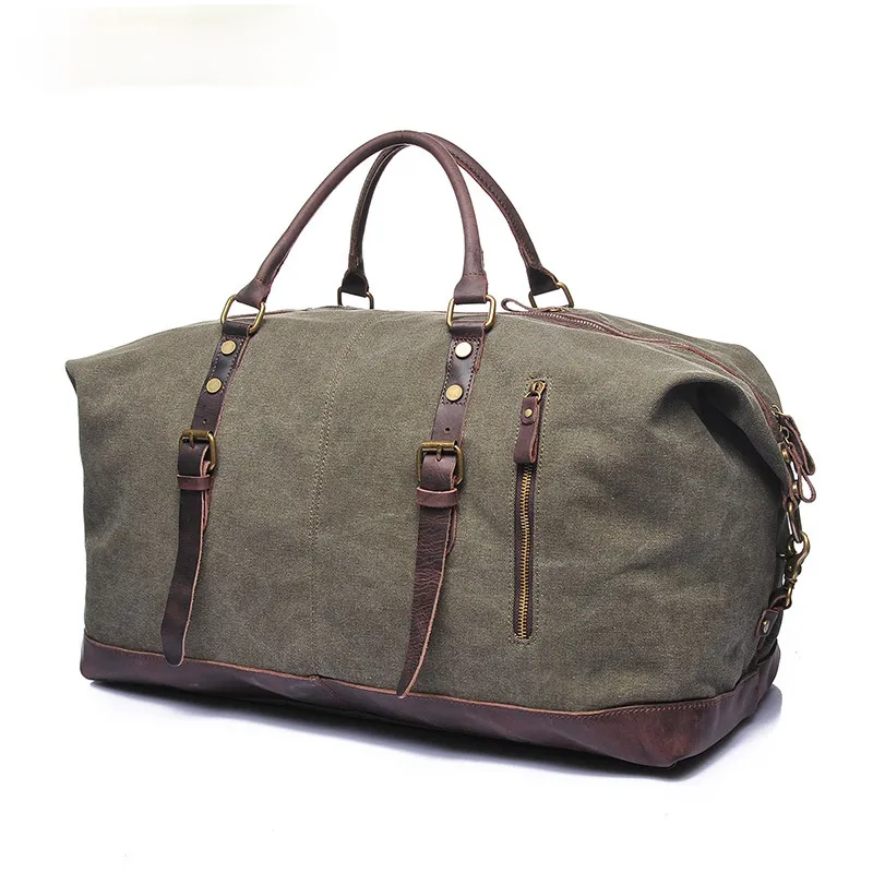 Men's Travel Canvas Leather Duffle Bag D-2077