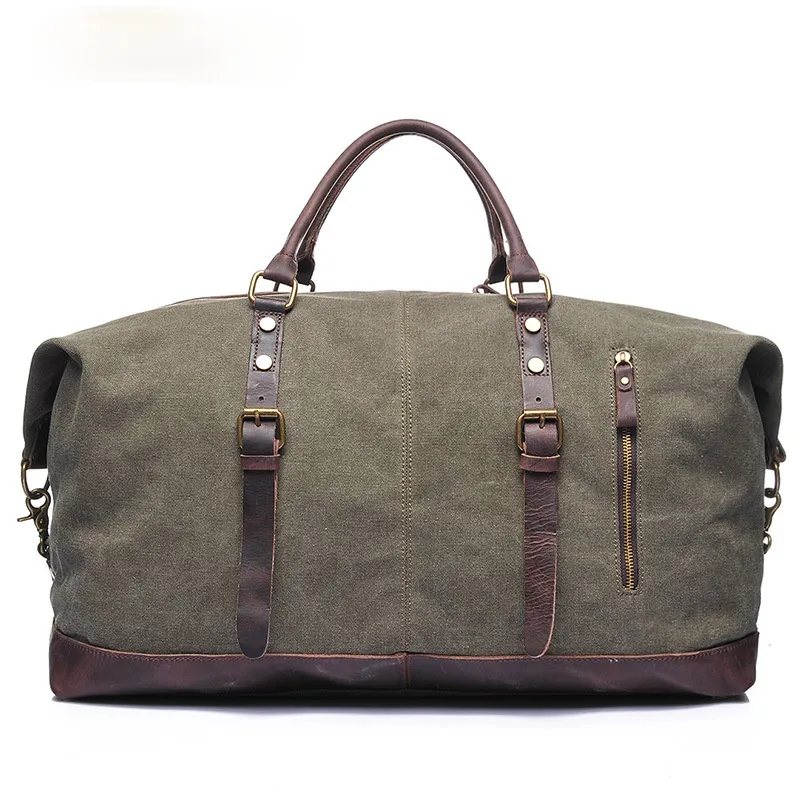 Men's Travel Canvas Leather Duffle Bag D-2077