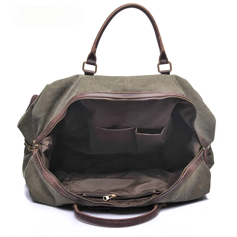 Men's Travel Canvas Leather Duffle Bag D-2077