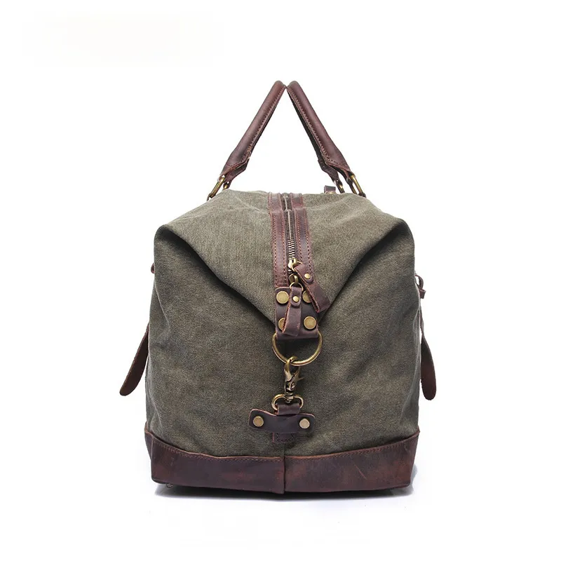 Men's Travel Canvas Leather Duffle Bag D-2077