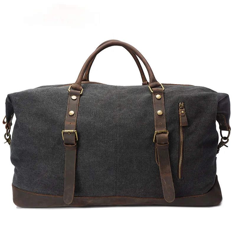 Men's Travel Canvas Leather Duffle Bag D-2077