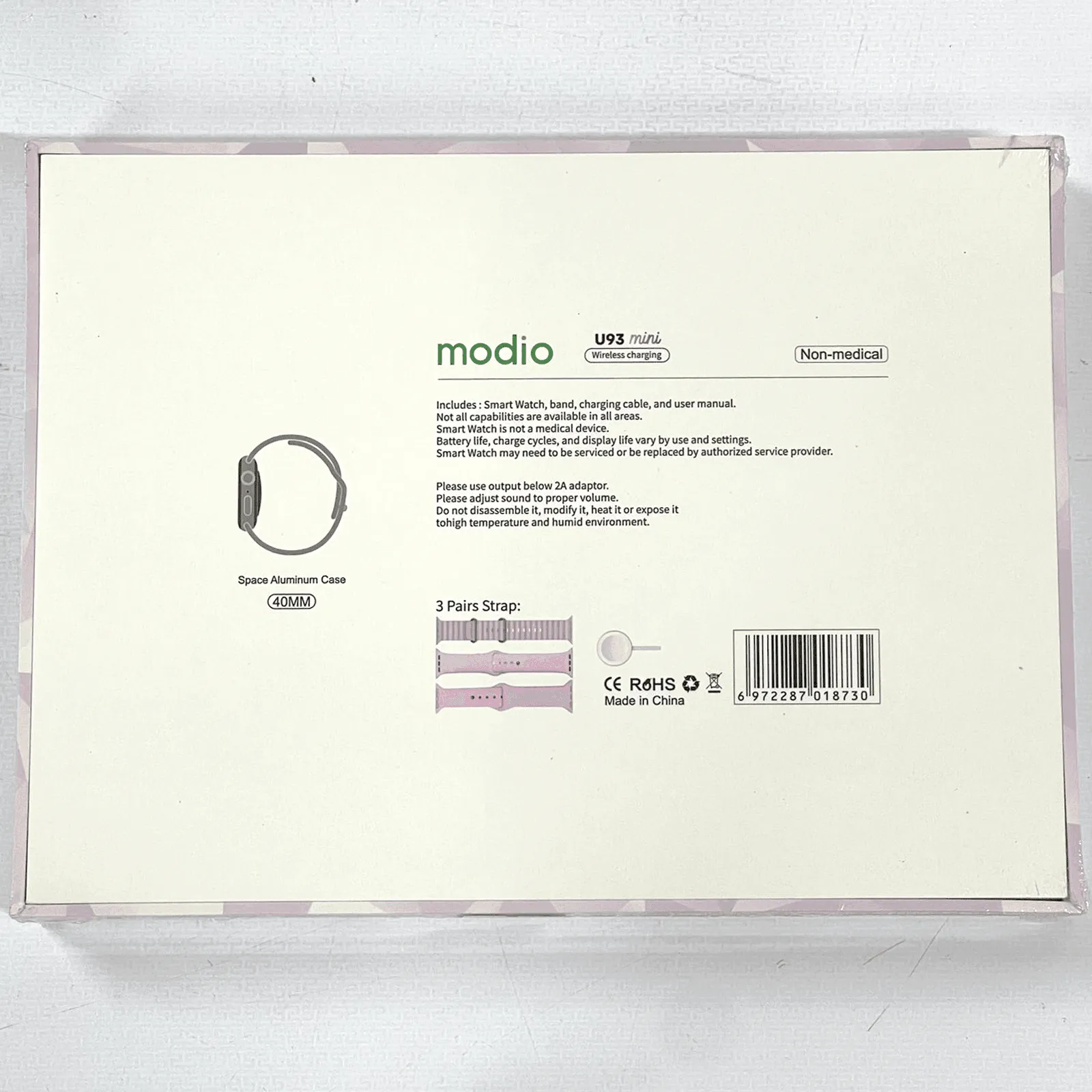 Modio U93 Mini Smart Watch With 5 In 1 Diamond Jewelry