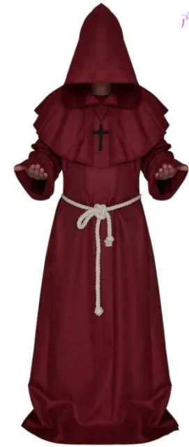 Monk Hooded Friar Medieval Renaissance Priest Halloween Cosplay Robe