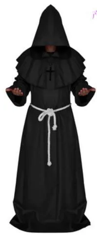 Monk Hooded Friar Medieval Renaissance Priest Halloween Cosplay Robe