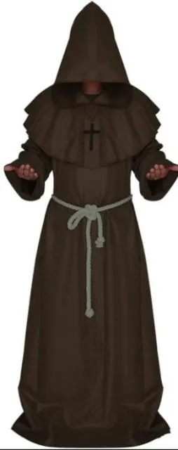 Monk Hooded Friar Medieval Renaissance Priest Halloween Cosplay Robe