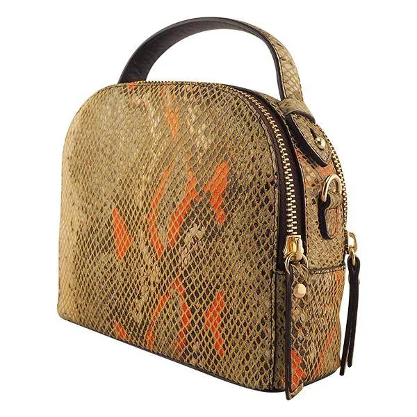 MONK Miami Bag  | Orange/Brown Python-print