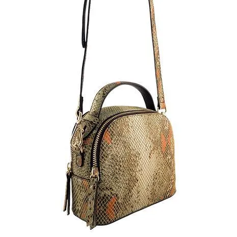 MONK Miami Bag  | Orange/Brown Python-print
