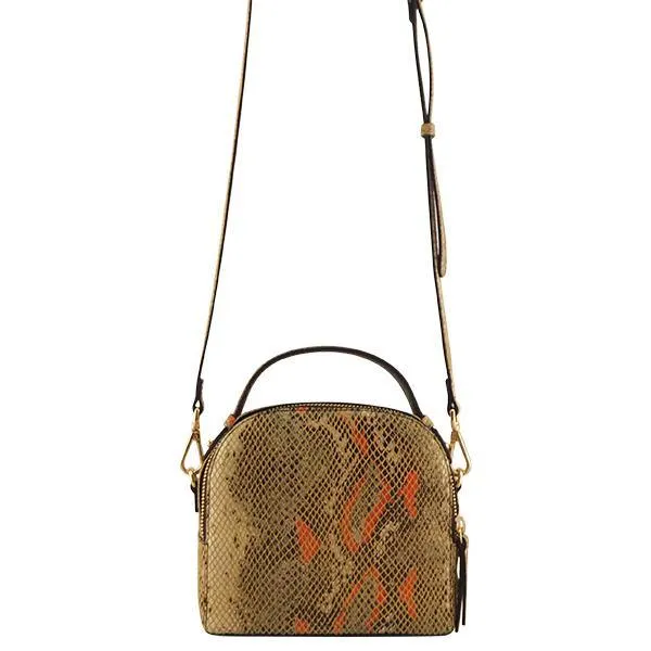 MONK Miami Bag  | Orange/Brown Python-print