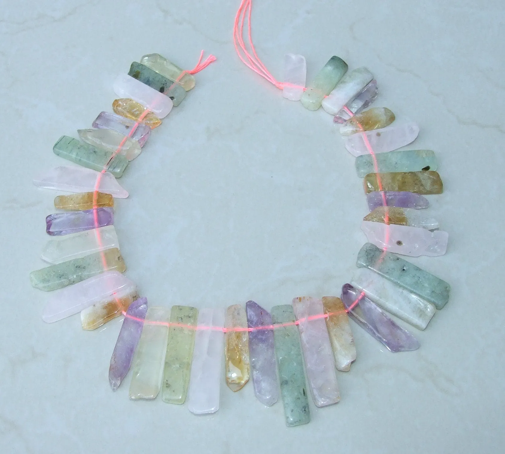 Multi-Colored Quartz Slice, Polished Slice, Quartz Beads, Quartz Pendants, Gemstone Beads, Quartz Jewelry Stones, Half Strand - 25mm to 45mm