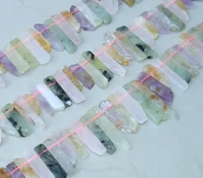 Multi-Colored Quartz Slice, Polished Slice, Quartz Beads, Quartz Pendants, Gemstone Beads, Quartz Jewelry Stones, Half Strand - 25mm to 45mm