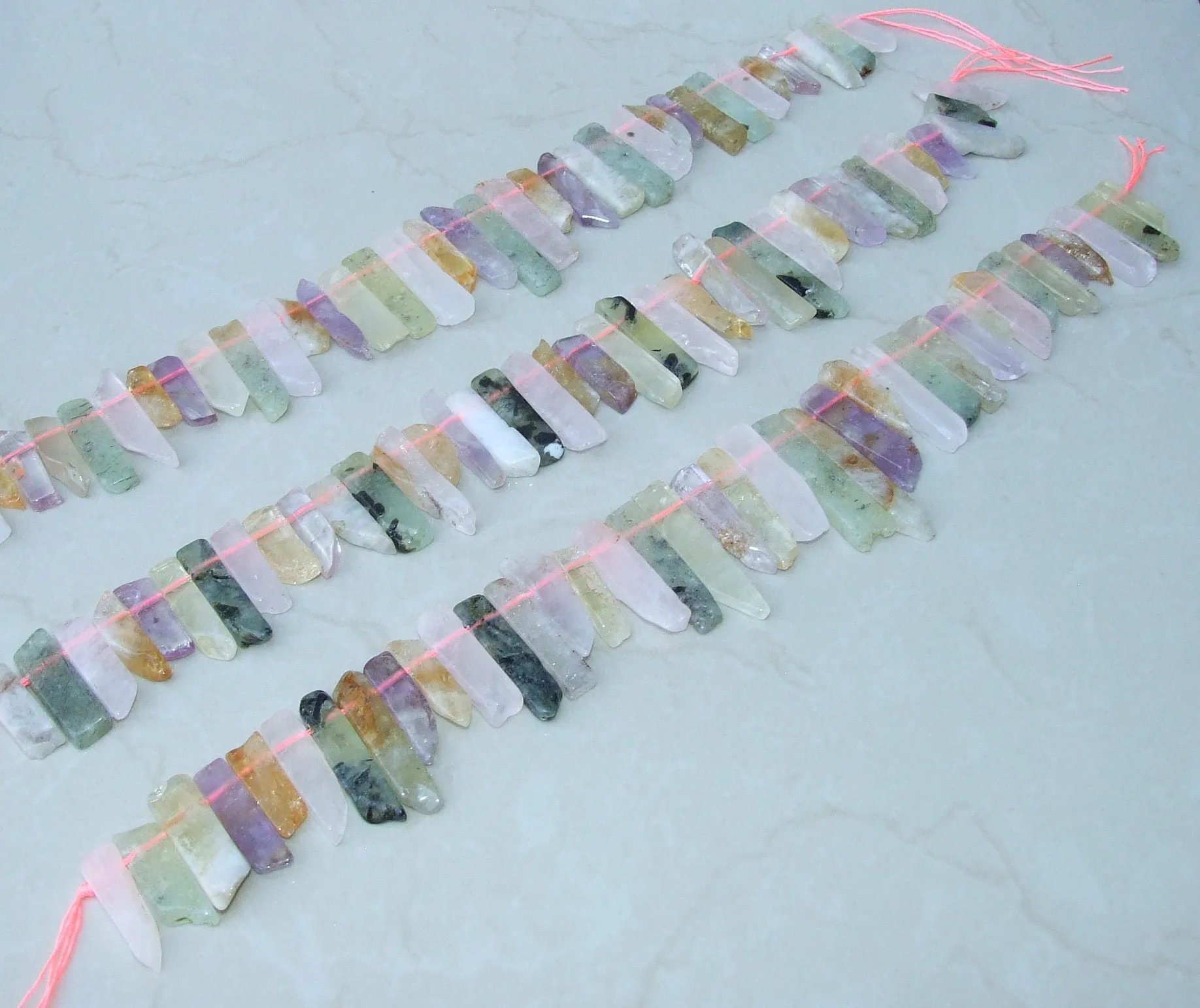 Multi-Colored Quartz Slice, Polished Slice, Quartz Beads, Quartz Pendants, Gemstone Beads, Quartz Jewelry Stones, Half Strand - 25mm to 45mm