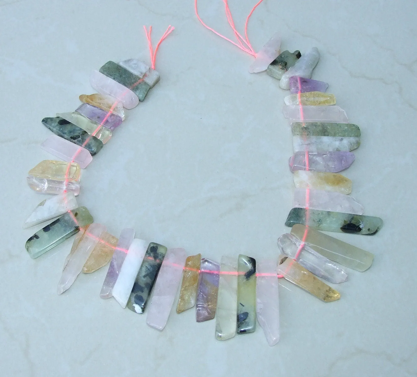 Multi-Colored Quartz Slice, Polished Slice, Quartz Beads, Quartz Pendants, Gemstone Beads, Quartz Jewelry Stones, Half Strand - 25mm to 45mm