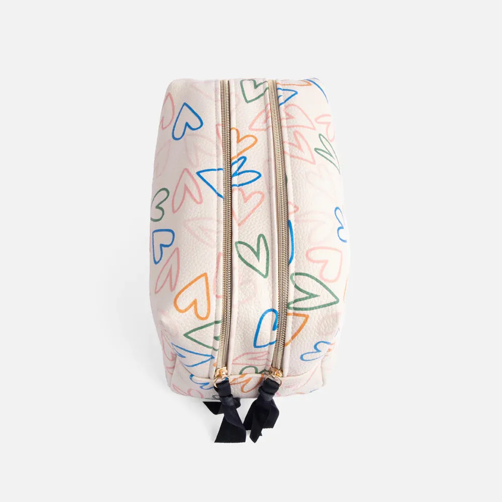 Multi Outline Hearts | Large Wash Bag