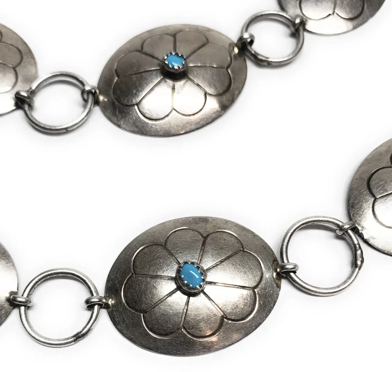 Nathaniel Johnson Old Pawn Navajo Sterling Silver & Turquoise Concho Belt