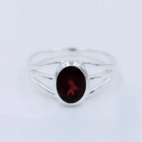 Natural Garnet Gemstone 925 Silver Jewelry Ring