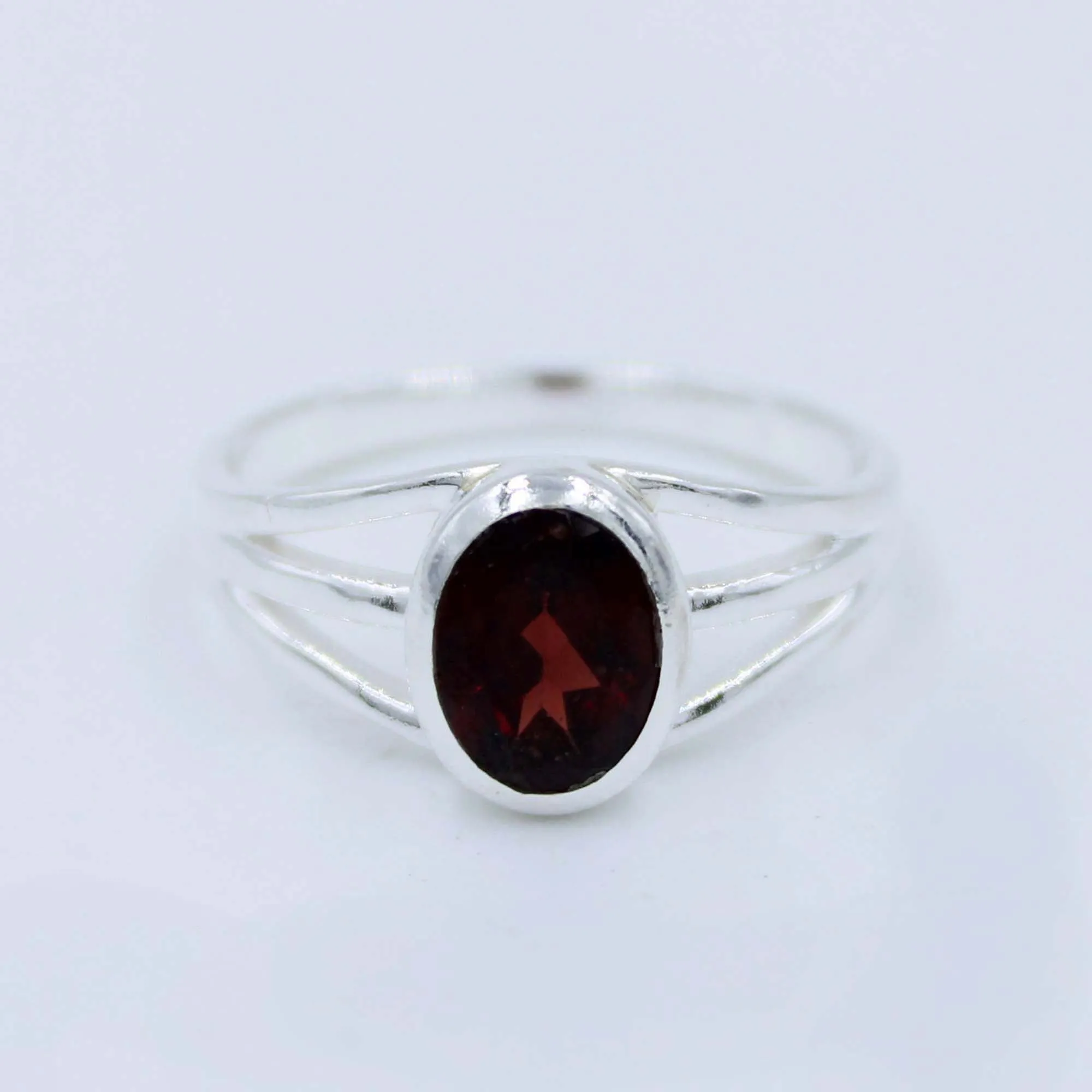 Natural Garnet Gemstone 925 Silver Jewelry Ring
