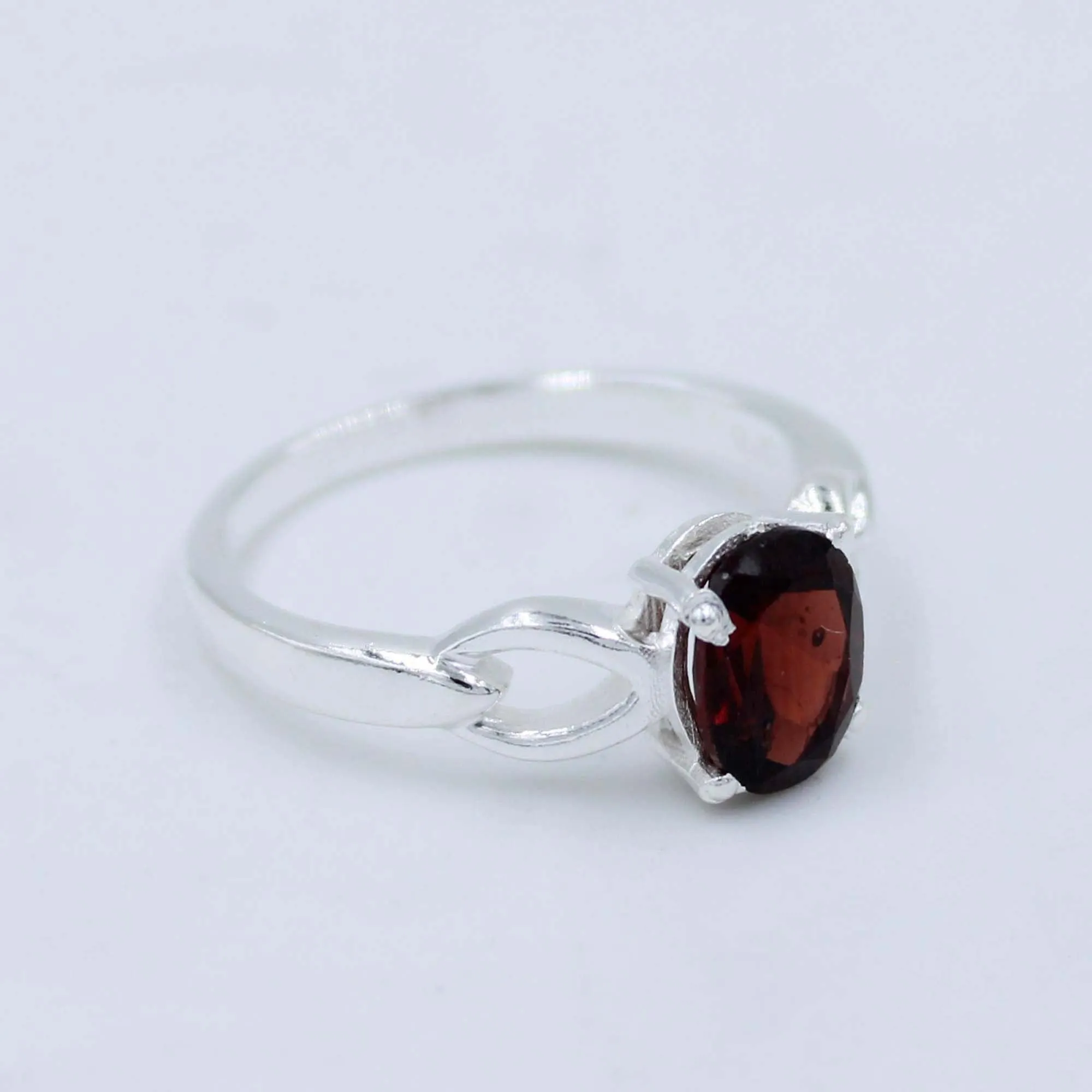 Natural Garnet Oval 925 Silver Women's Ring