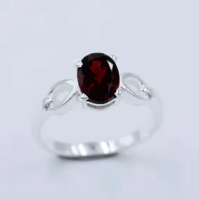 Natural Garnet Oval 925 Silver Women's Ring